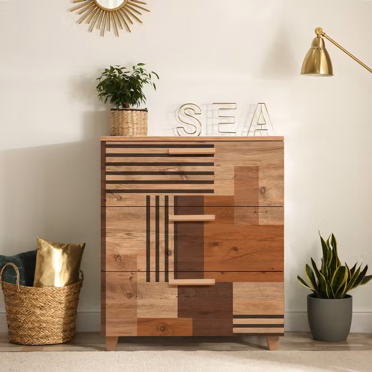 Skye Decor, Leva Gravis Colorblock, cassettiere, pino atlantico, 80 x 95 x 43 cm