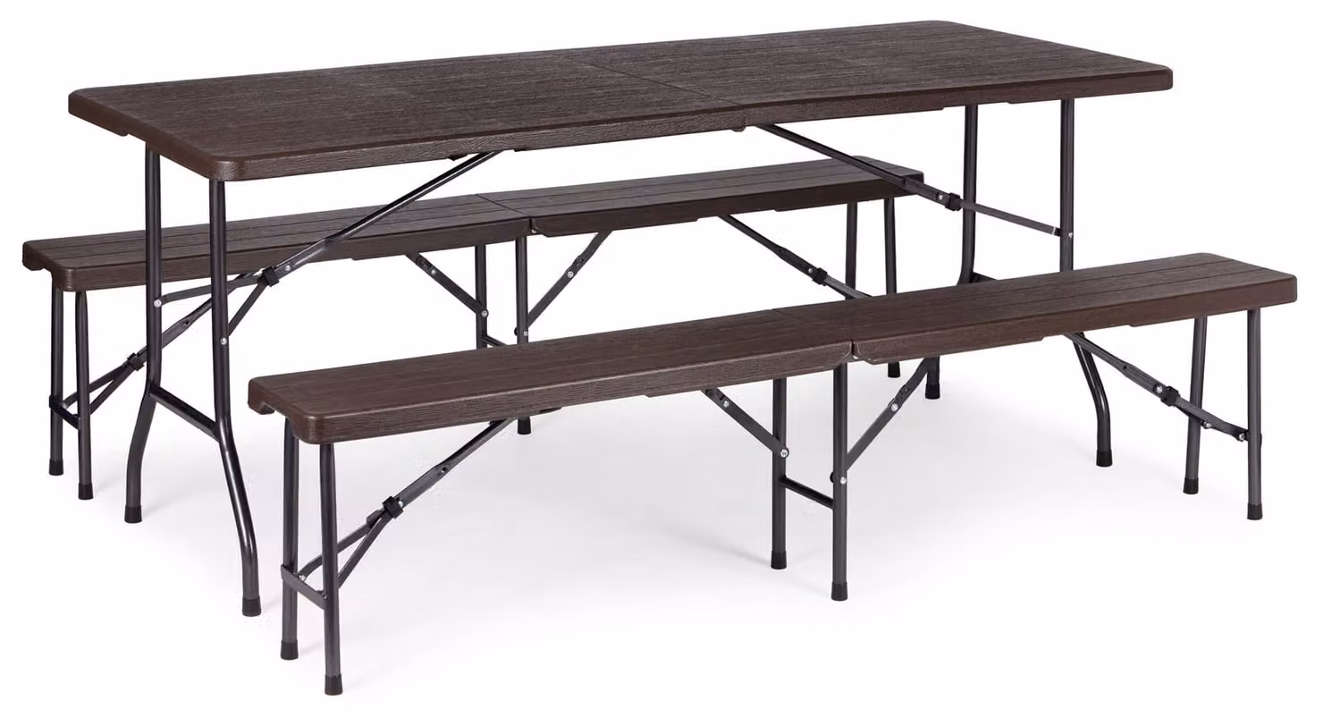 Set da catering con tavolo da banchetto da 180 cm + 2 panche color bronzo MultiGarden
