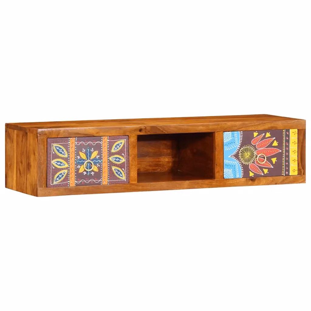 Mobile TV da parete multicolore vidaXL in legno di acacia L: 100 cm, P: 30 cm, H: 22 cm – 2