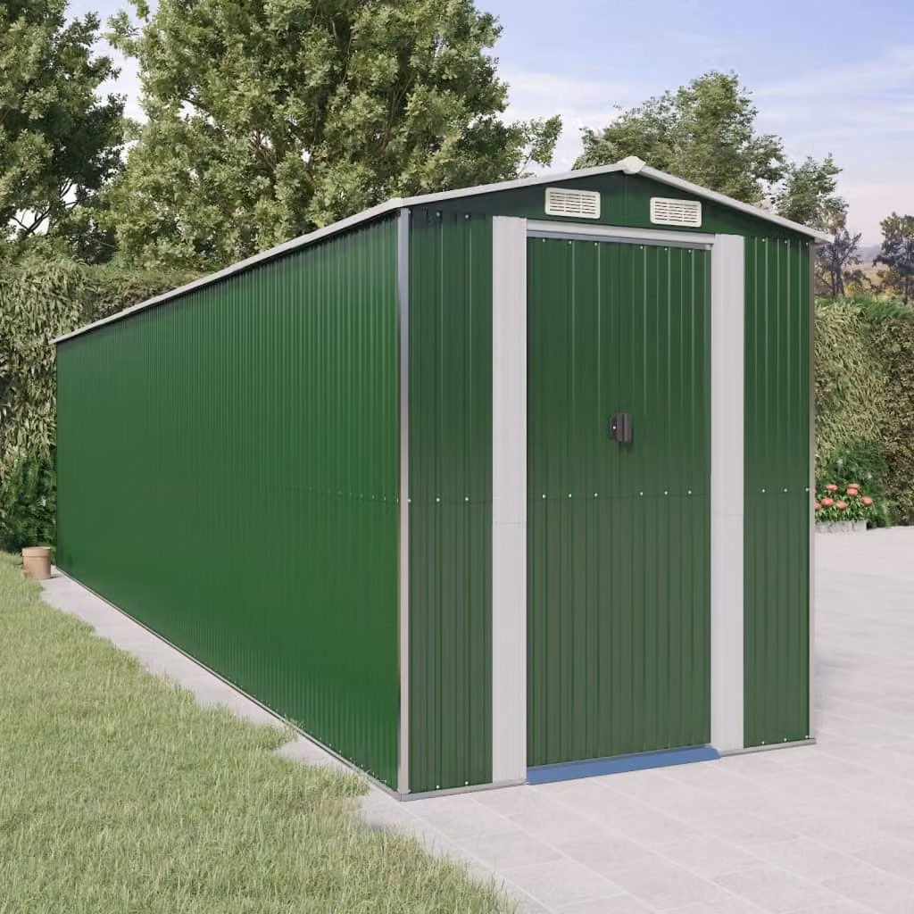 Capanno da Giardino vidaXL in Acciaio Zincato Verde L: 772 cm, P: 192 cm, H: 223 cm