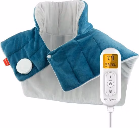Cuscino termico per collo e spalle - 9 impostazioni di temperatura, spegnimento automatico, lavabile in lavatrice - Illuminazione per il dolore