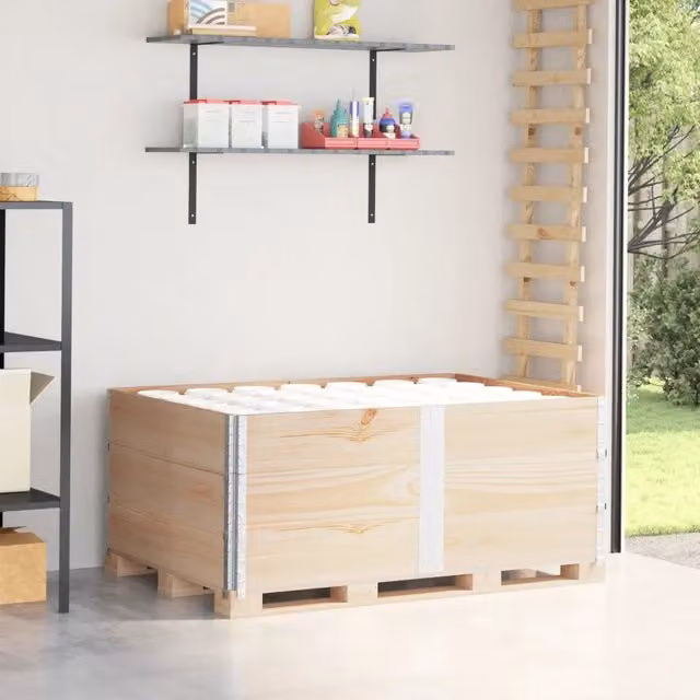Set di 3 pareti per pallet vidaXL in legno massello di pino, colore marrone, L: 150 cm x P: 100 cm