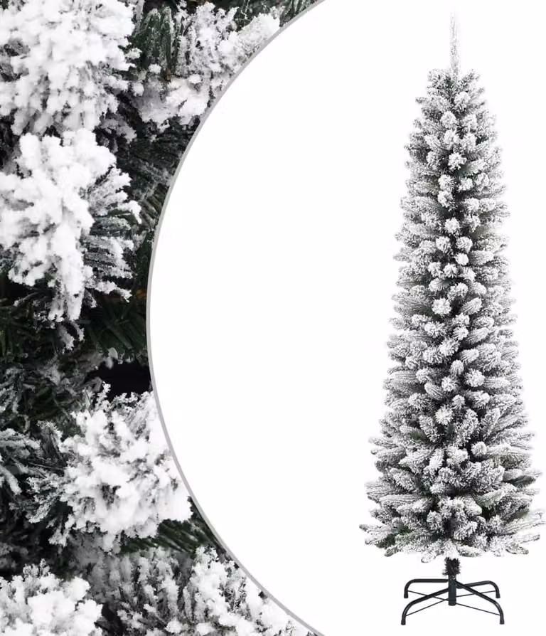 Maison Exclusive - Albero di Natale artificiale, modello slanciato con effetto neve, altezza 210 cm, realizzato in PVC e PE