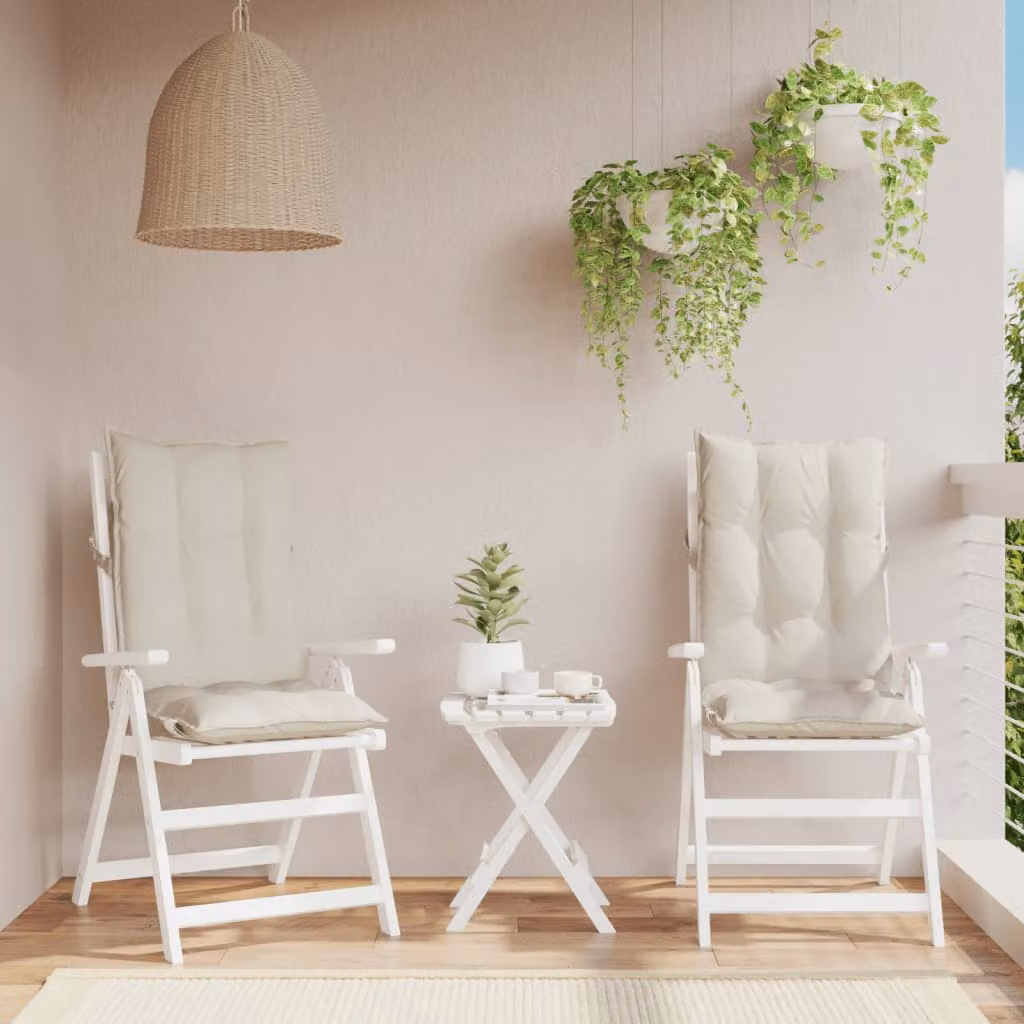 Set di 2 cuscini per sedia con schienale alto vidaXL in tessuto Oxford beige, impermeabili e traspiranti