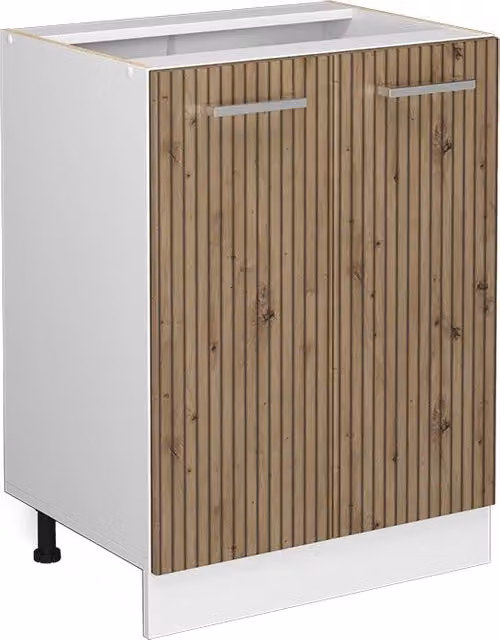 Mobiletto base cucina Vicco R-Line Rovere e Bianco con ante a battente e ripiani interni L: 60 cm, H: 81,6 cm, P: 46 cm