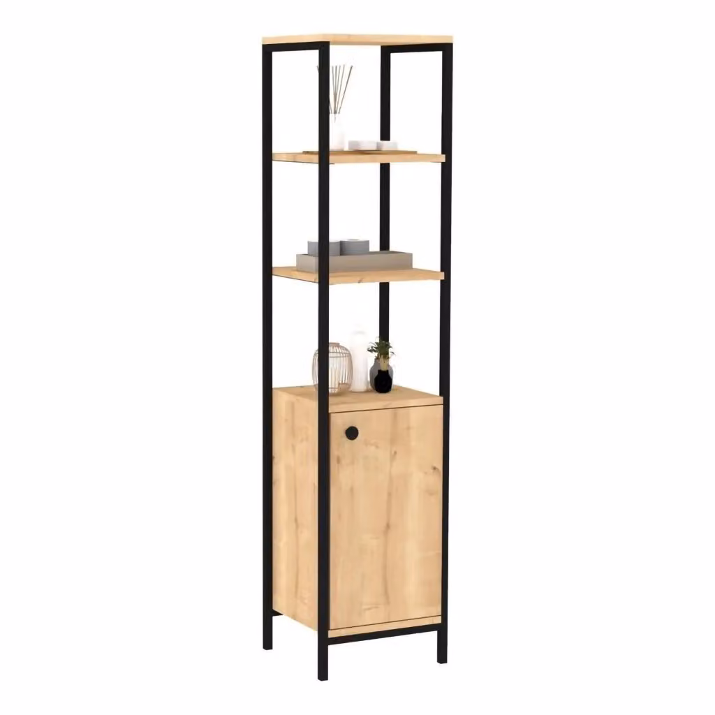 Mobile Colonna Sabaudia DMORA con 3 Ripiani, Marrone Rovere, H 162 x L 34 x P 38 cm – 2