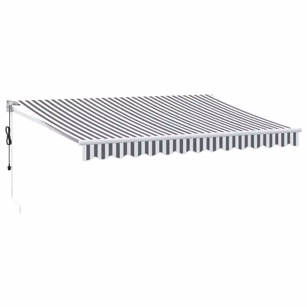 Tenda Retrattile Motorizzata VIDAXL con Bracci Pieghevoli in Alluminio e Tessuto in Poliestere, Colore Antracite e Bianco, L: 351 cm, H: 250 cm – 2