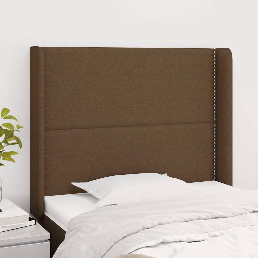 Testiera ad orecchio vidaXL in tessuto marrone scuro L: 93 cm, P: 16 cm, H: 118-128 cm