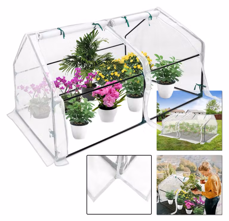 Serra in plastica QEENTOE, ideale per coltivare pomodori, dimensioni 180 x 90 x 90 cm, colore bianco, dotata di 2 porte a rullo, adatta per giardini e balconi.