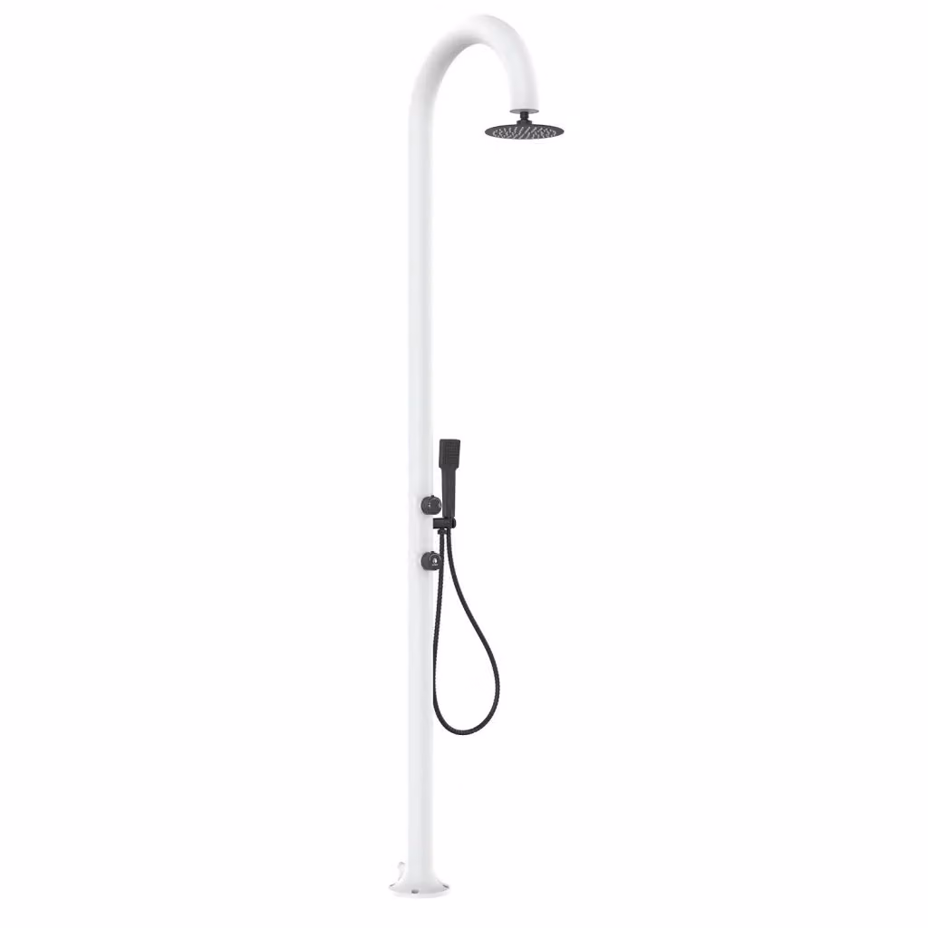 Doccia SINED Luna in Alluminio Bianca con Doccino Mobile e Soffione Rotondo con Ugelli Anticalcare – 2
