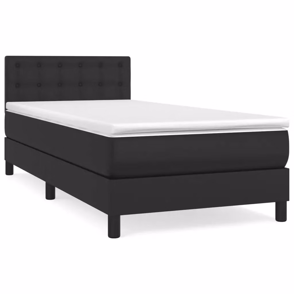 Letto a Molle Ibrido vidaXL con Materasso in Similpelle Nero e Bianco L/P/H: 203 x 100 x 78 cm – 2