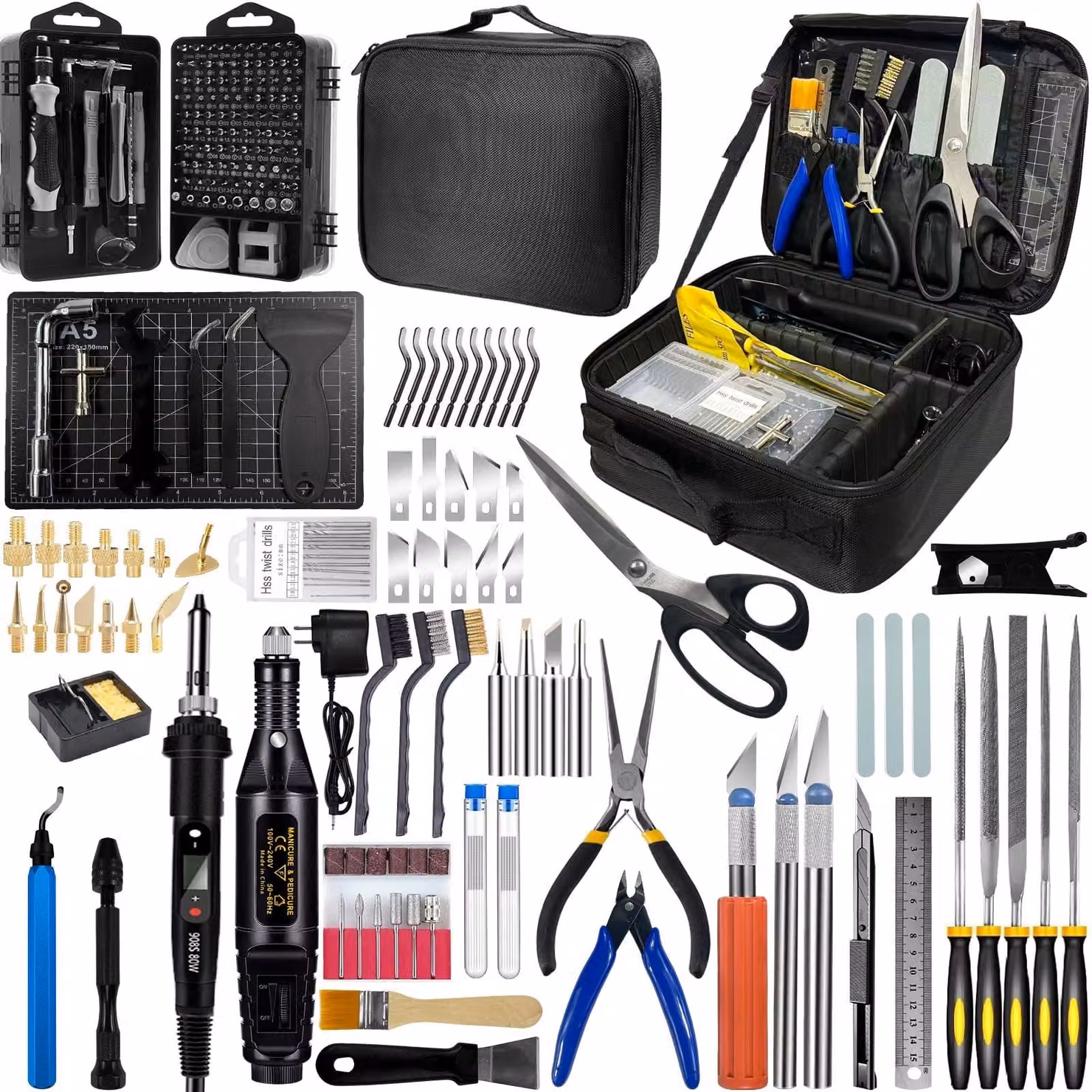 Kit di accessori da 233 pezzi per stampanti 3D, con una varietà di strumenti