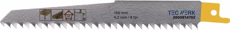 Lama a lama singola, lunghezza 300 mm, larghezza 19 mm, passo dei denti 4,2 mm (TPI 6), fresata BIM, smussata