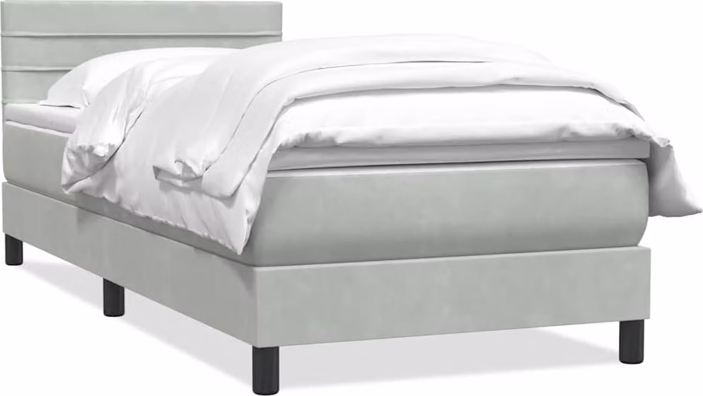 Giroletto a Molle con Materasso Grigio Chiaro 80x220 cm Velluto