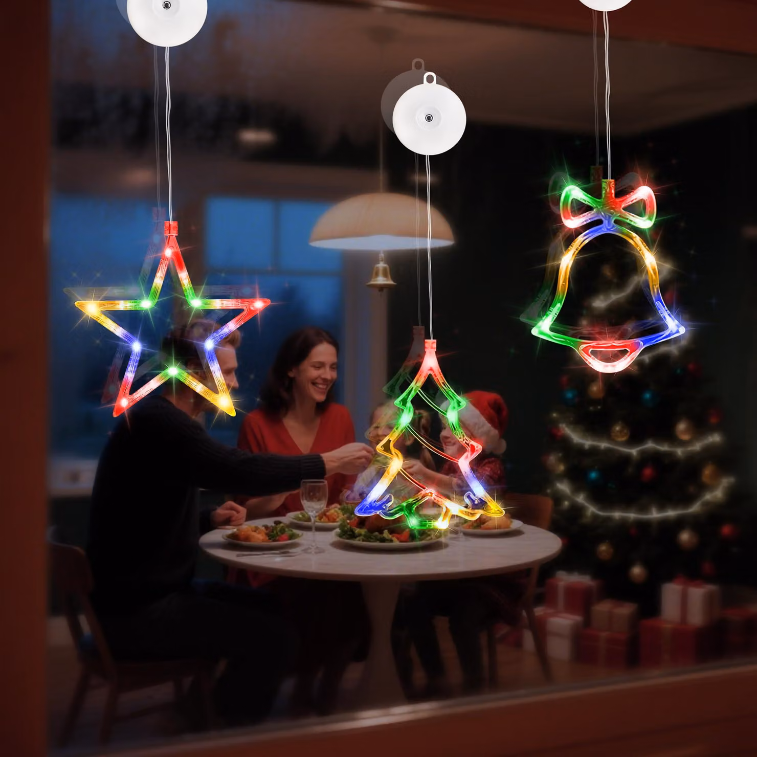 Set di 10 luci LED, catena luminosa, cambio colore, alimentazione a batteria
