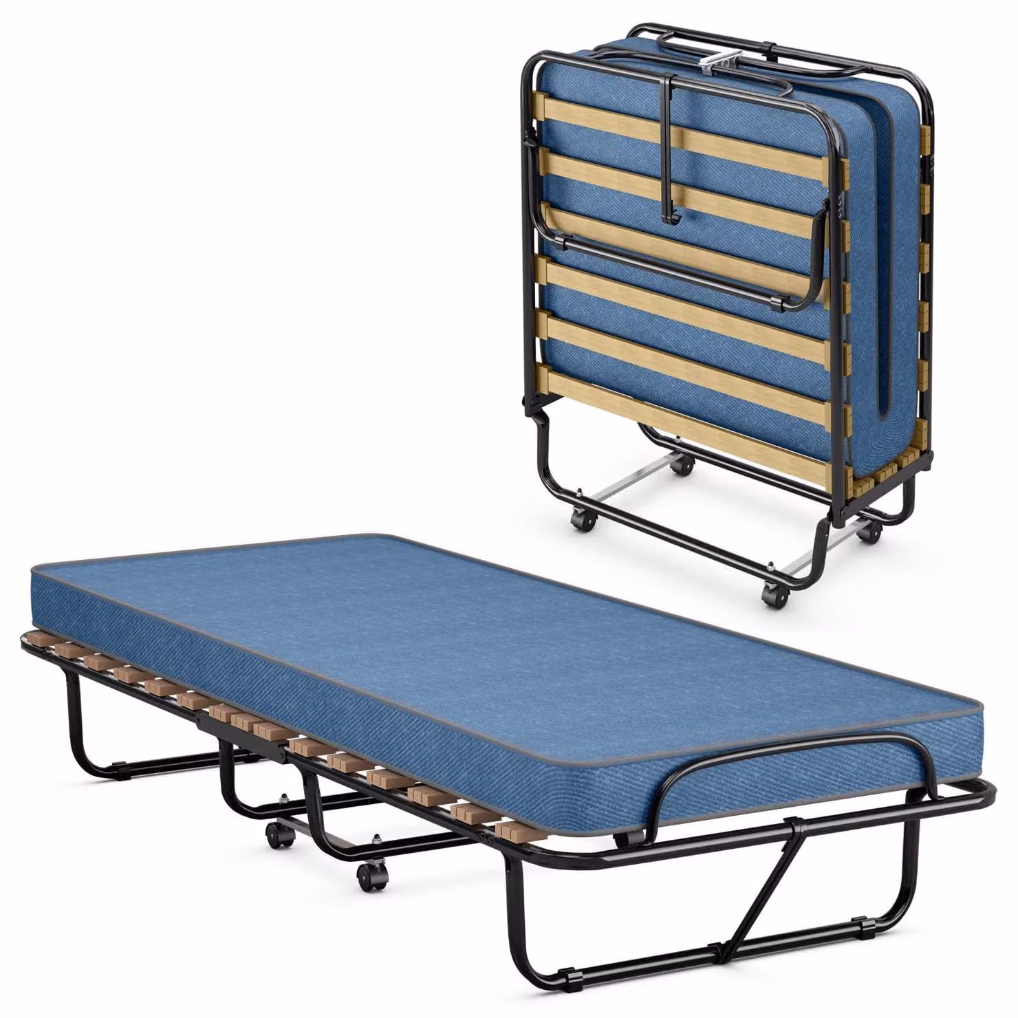 Letto pieghevole 80x190 cm con materasso in memory foam, con una capacità di carico fino a 130 kg