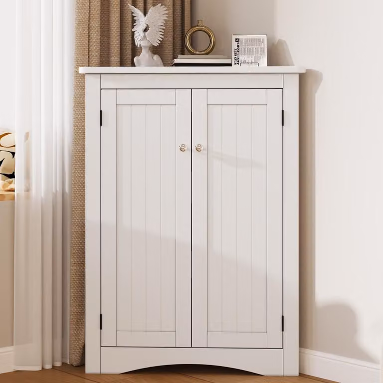 Armadietto angolare per bagno - Bianco - 51,5 X 90 Cm - MDF - Autoportante