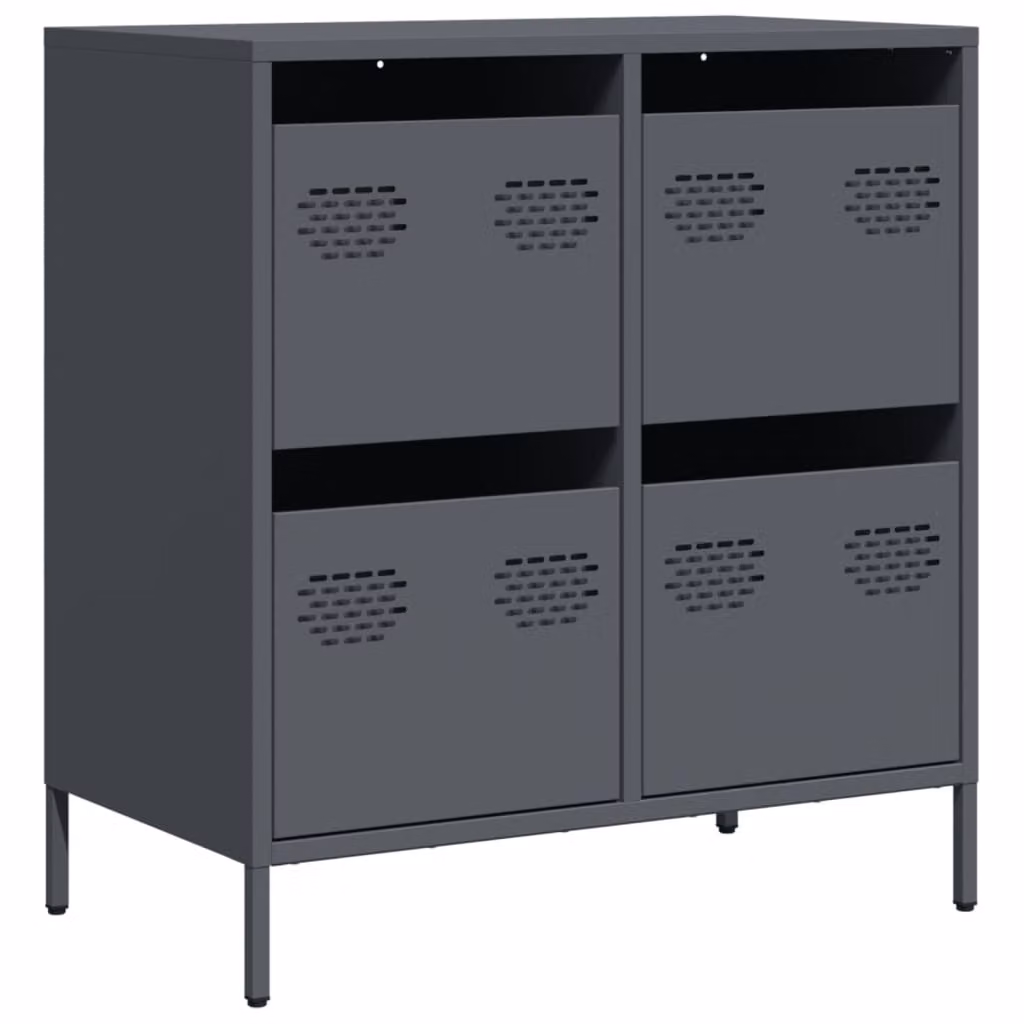 Credenza Antracite 68x39x73,5 cm in Acciaio Laminato a Freddo