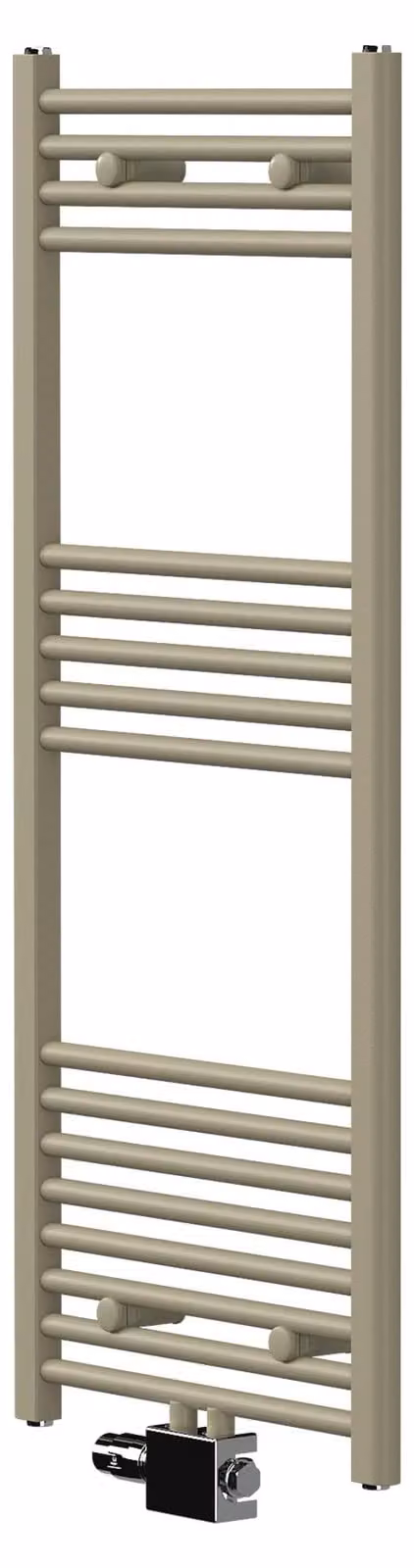 Asciugamani radiante LuxeBath, 500x1200 mm, con valvola universale, radiatore per bagno con attacco centrale, asciugamani radiante, porta asciugamani per bagno, color beige
