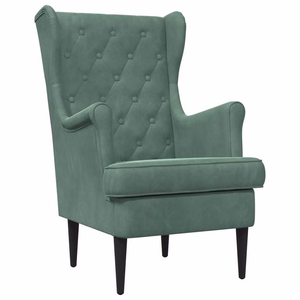 Poltrona Lounge Moderna in Velluto Verde Mare con Braccioli e Struttura in Legno e Metallo – 2