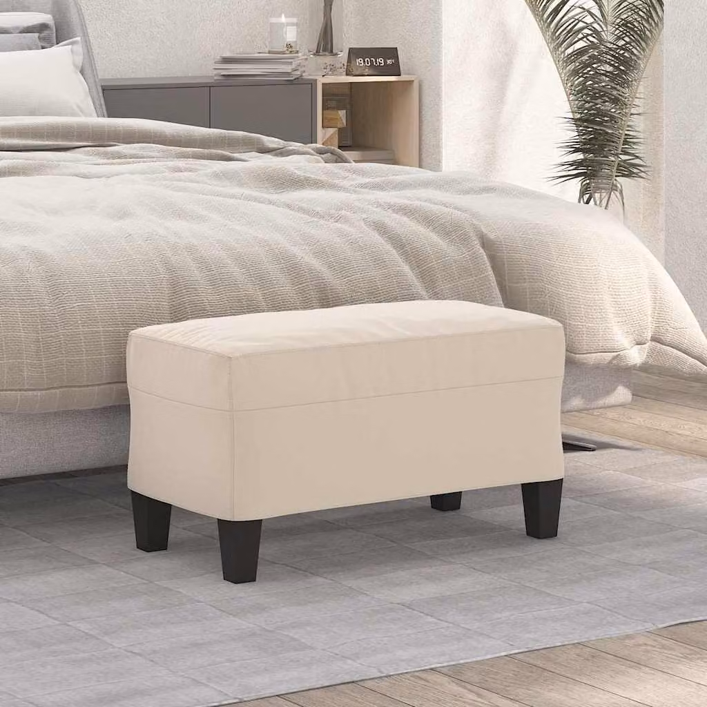 Panca moderna vidaXL in microfibra beige L 70 cm x P 35 cm x H 41 cm