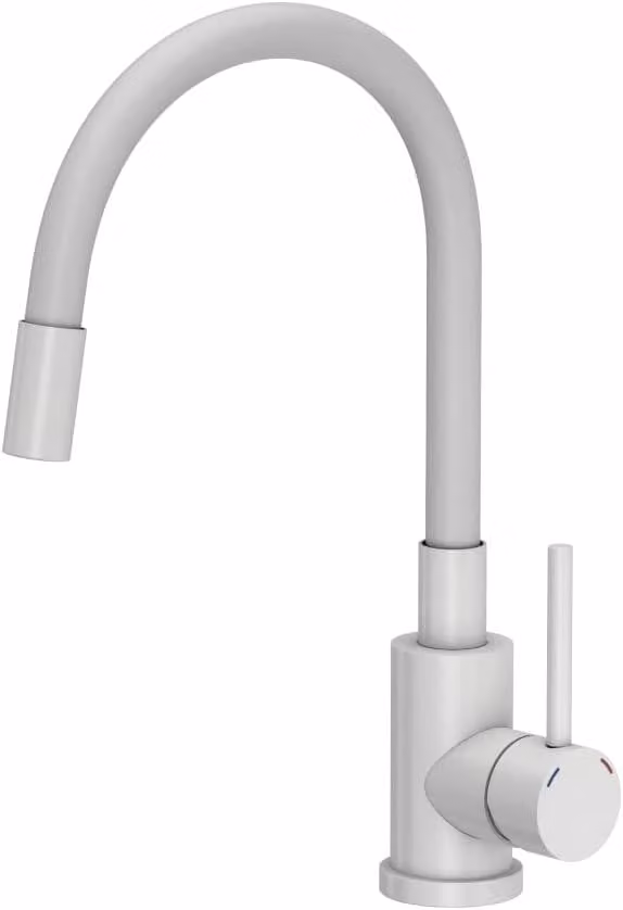 QUADRON MAGGIE Miscelatore da cucina Steinsteel con bocca flessibile VERYWHITE MAT - bianco opaco