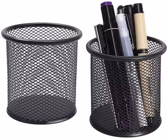 Organizer da scrivania per bambini, set da 2 pezzi, organizer da ufficio, supporti da scrivania rotondi, per bambini, colore nero