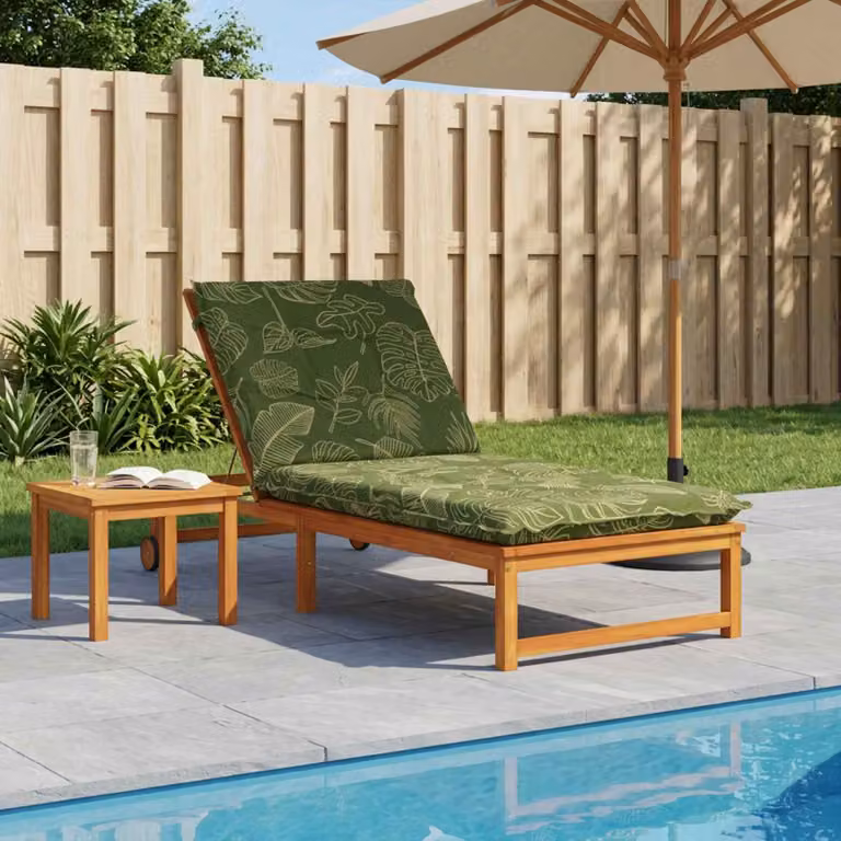 Cuscino per lettino vidaXL GEMERT verde con design a foglia in poliestere e imbottitura in schiuma