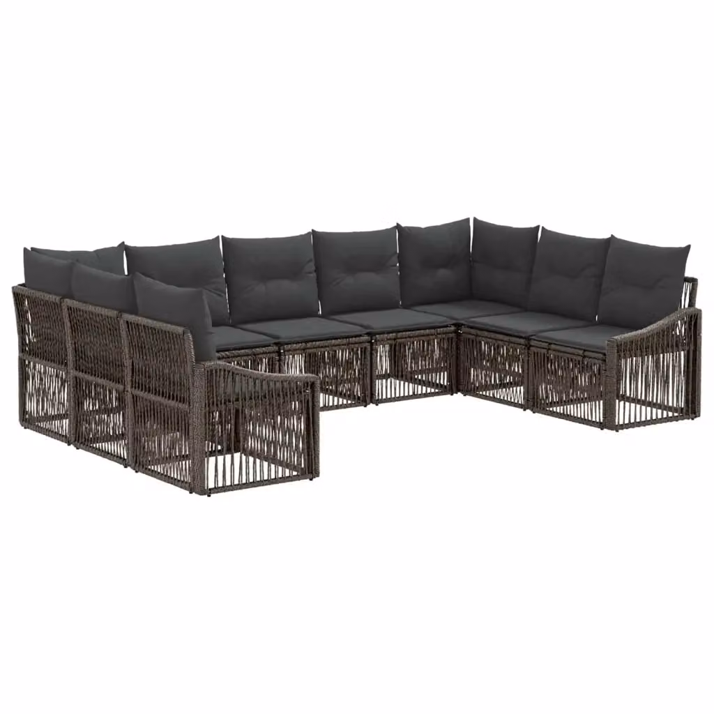 Set Divano da Giardino a Forma di U vidaXL in Polyrattan Grigio con Cuscini e Rivestimenti Rimovibili – 2