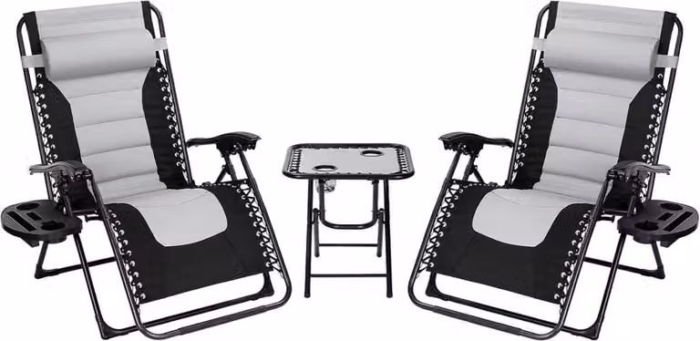 Set duo di lettini da giardino - Lettini regolabili per 2 persone - 90°-160° - Struttura in metallo - Nero