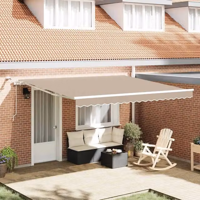 Tenda retrattile con bracci pieghevoli e telecomando vidaXL, Beige, L 400 x P 300 cm, Poliestere