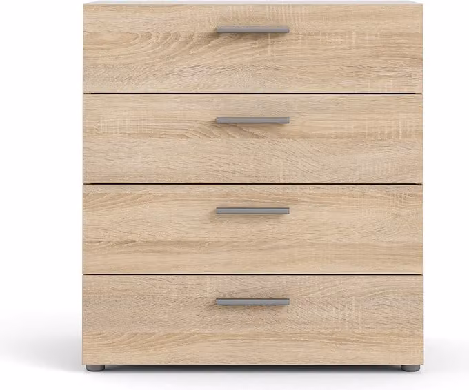 Cassettiera Petra con 4 cassetti, decoro in rovere.