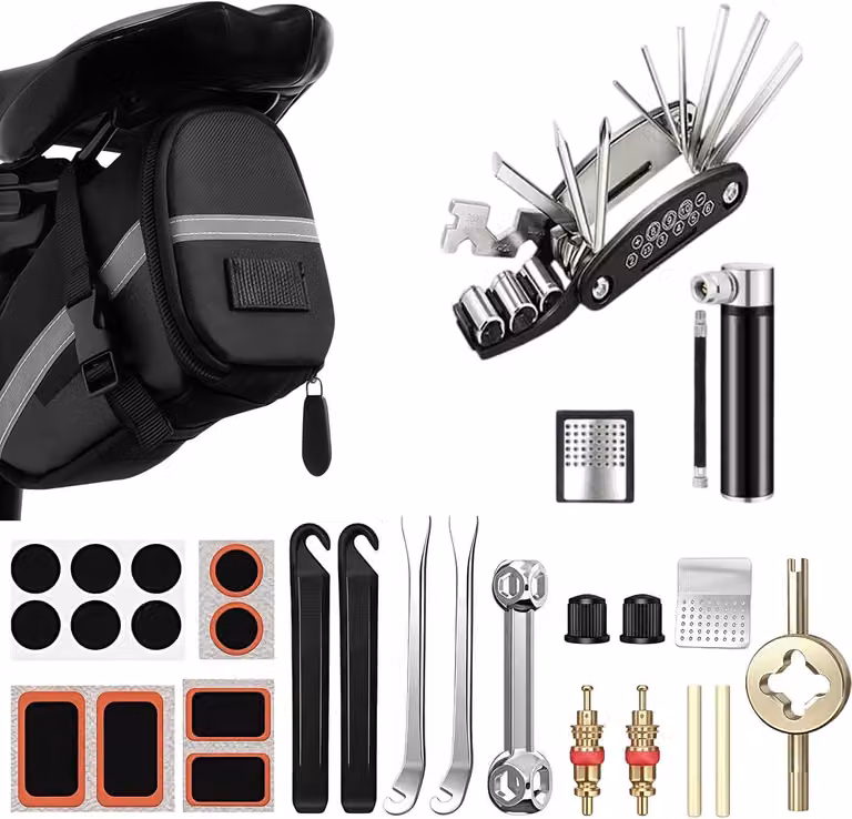 Kit di riparazione per biciclette, multifunzione 16-in-1, include chiavi a Esagono e cacciaviti, ideale per la manutenzione della bicicletta