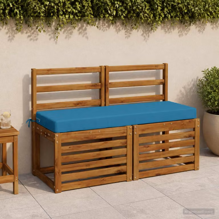 Set di 2 cuscini per panchina vidaXL SOEST in poliestere blu con imbottitura in schiuma e coperture lavabili