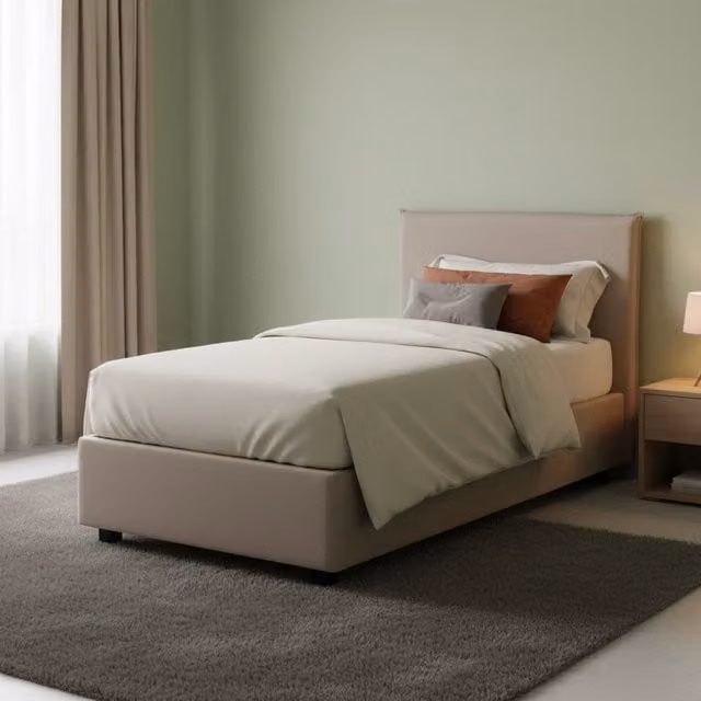 Letto Singolo Boudicca Talamo Italia con Materasso in Schiuma e Base Contenitore Alzabile, Grigio, 80x200 cm – 1