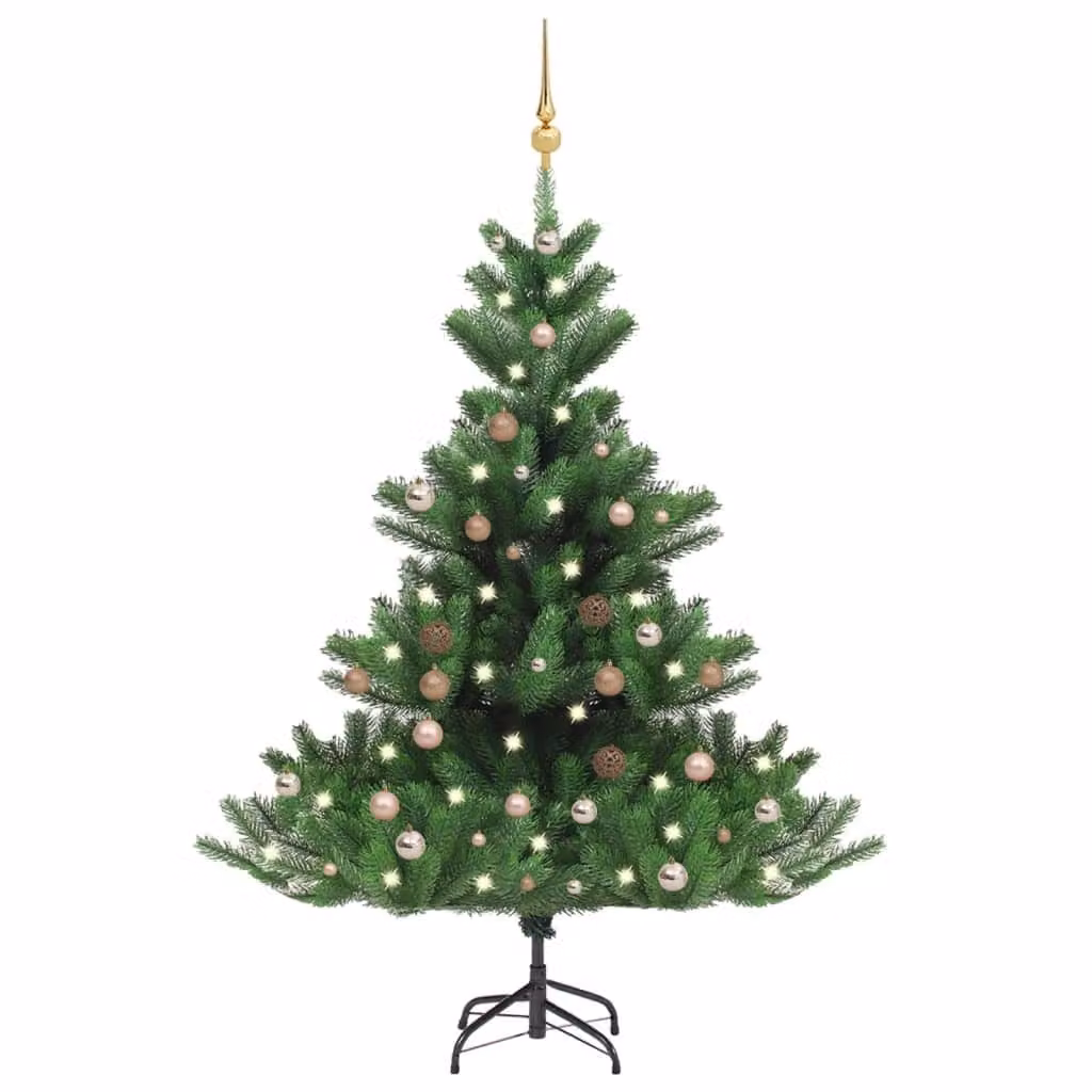 The Living Store Albero di Natale Artificiale Nordmann LED e Palline Verde 150 cm