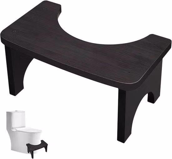 Tavolino da bagno in legno - Ergonomico e antiscivolo - Nero - 37 x 20 x 17 cm