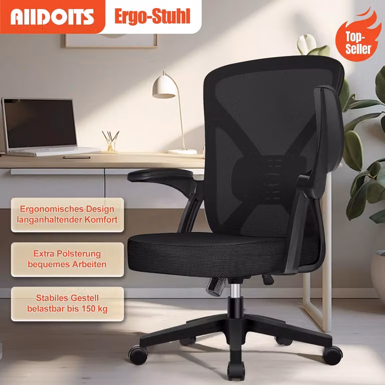 Sedia da ufficio con una capacità di carico di 150 kg, sedia da ufficio ergonomica, sedia girevole, con altezza regolabile, sedia da ufficio in pelle