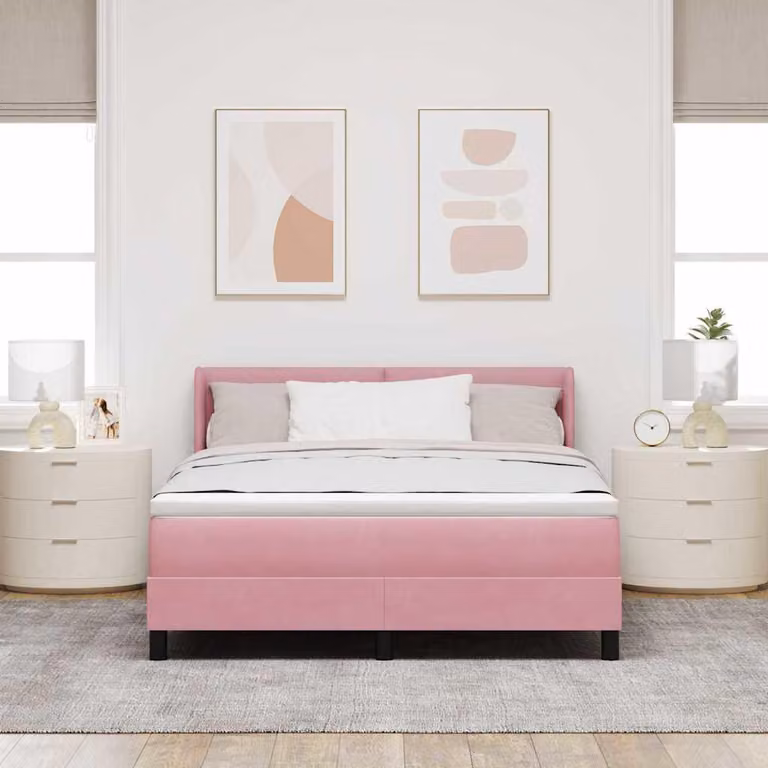 Maison Exclusive - Letto boxspring con testiera Rosa 190 x 140 cm in velluto