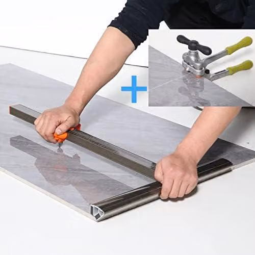 Tagliapiastrelle manuale, kit di strumenti per tagliare piastrelle, completo di un grande tagliapiastrelle (in grado di tagliare piastrelle fino a 48 pollici), pinze potenti, 3 lame di taglio e 3 dischi di taglio