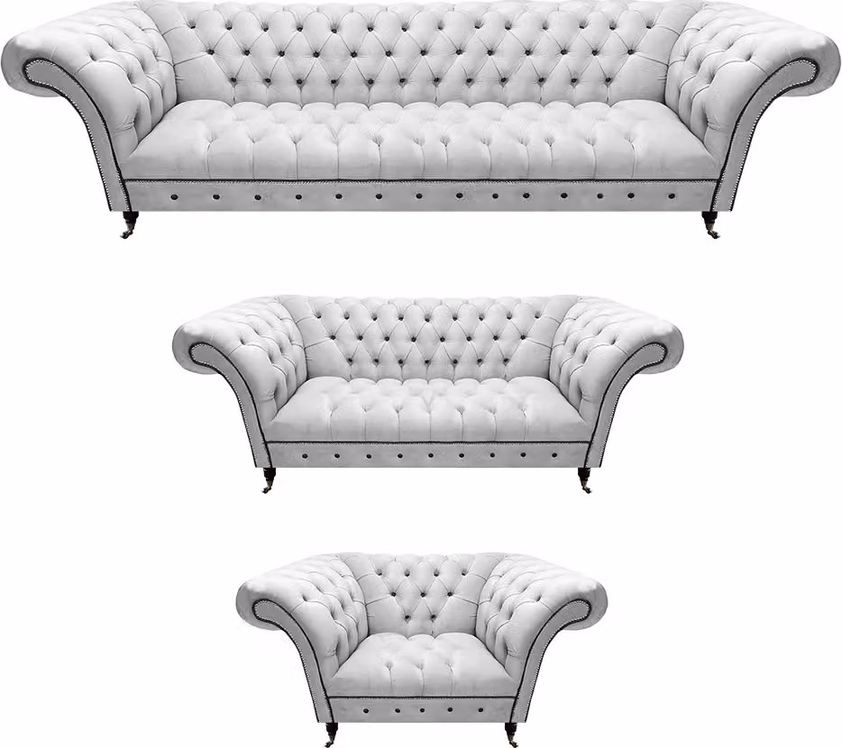 Design Möbel Sofa Komplett 3tlg Modern Polstersofa Sofagarnitur Chesterfield
