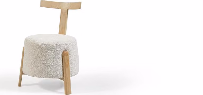 Stuhl Esszimmer Polsterstuhl Lounge Weiß Textil Sitz Sessel Holz