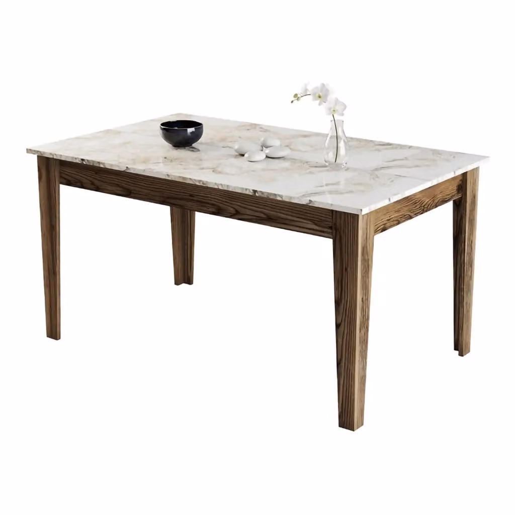 Tavolo da pranzo rettangolare DMORA moderno in MDF laminato marrone e bianco L: 120 cm, P: 88 cm, H: 75 cm – 2