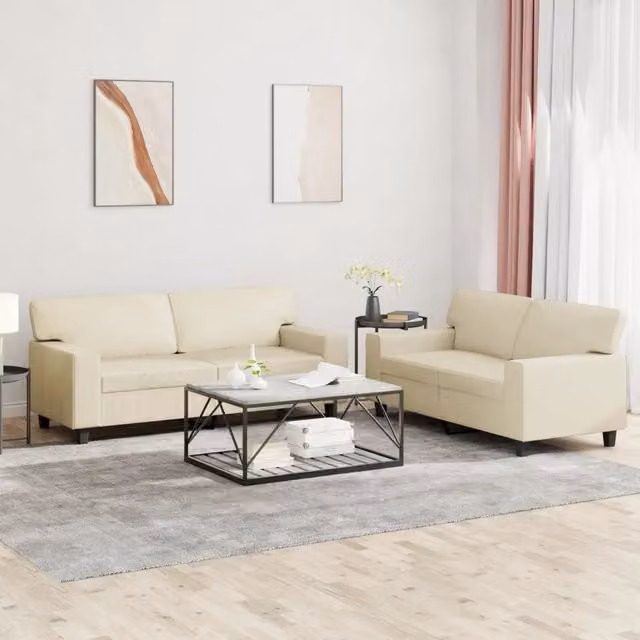 Set di 2 divani moderni vidaXL in similpelle beige con cuscini inclusi