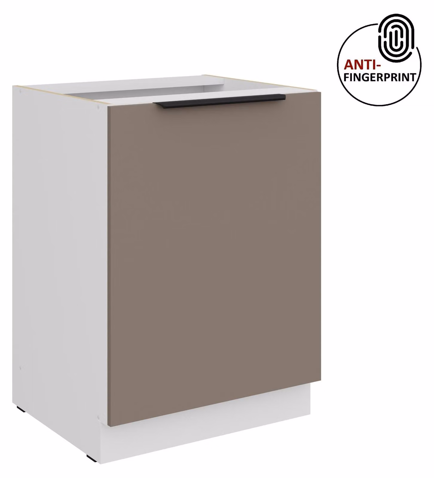 Mobile base da cucina da 60 cm, cucina ARIA grigio sabbia ultra opaco + bianco opaco, frontali di alta qualità con rivestimento anti-impronta, blocco cucina