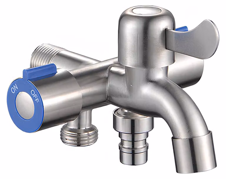 Avizar, rubinetto multifunzione da 3/4" in acciaio inossidabile con valvole, argento