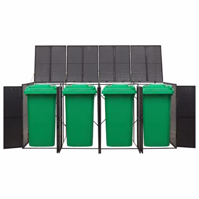 Copribidone Quadruplo Nero 274x80x117 cm in Polyrattan CFW2864466