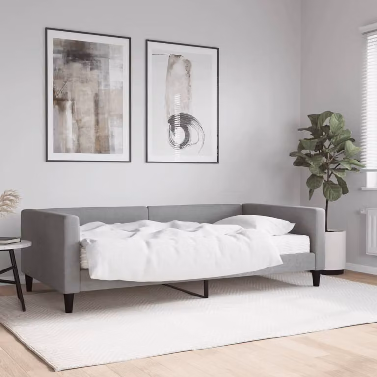 vidaXL Divano Letto con Materasso in Tessuto Grigio L/P/H: 223 x 100 x 68 cm