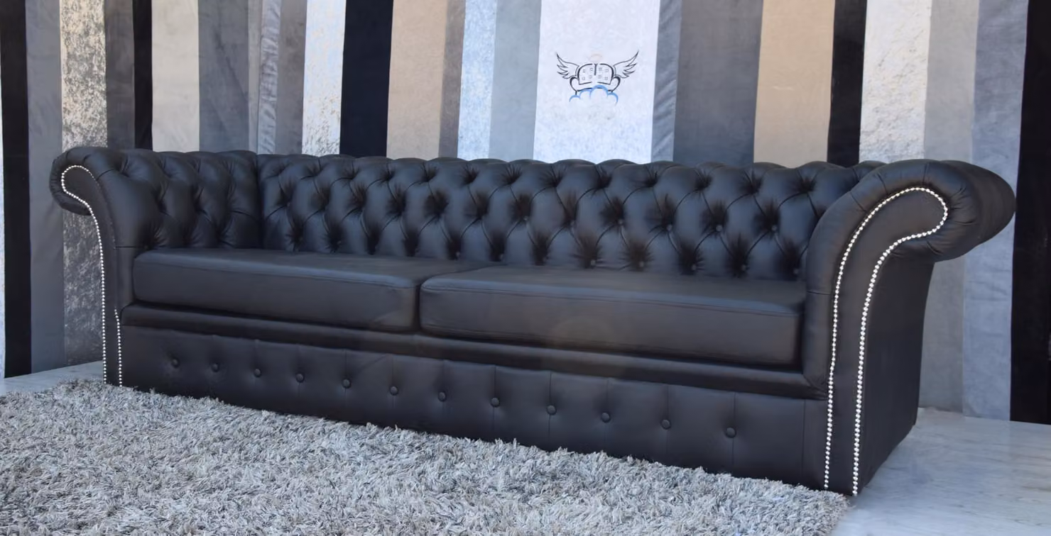 Chesterfield Sofa Couch Polster Leder Couchen Polster Garnitur 3 Sitzer
