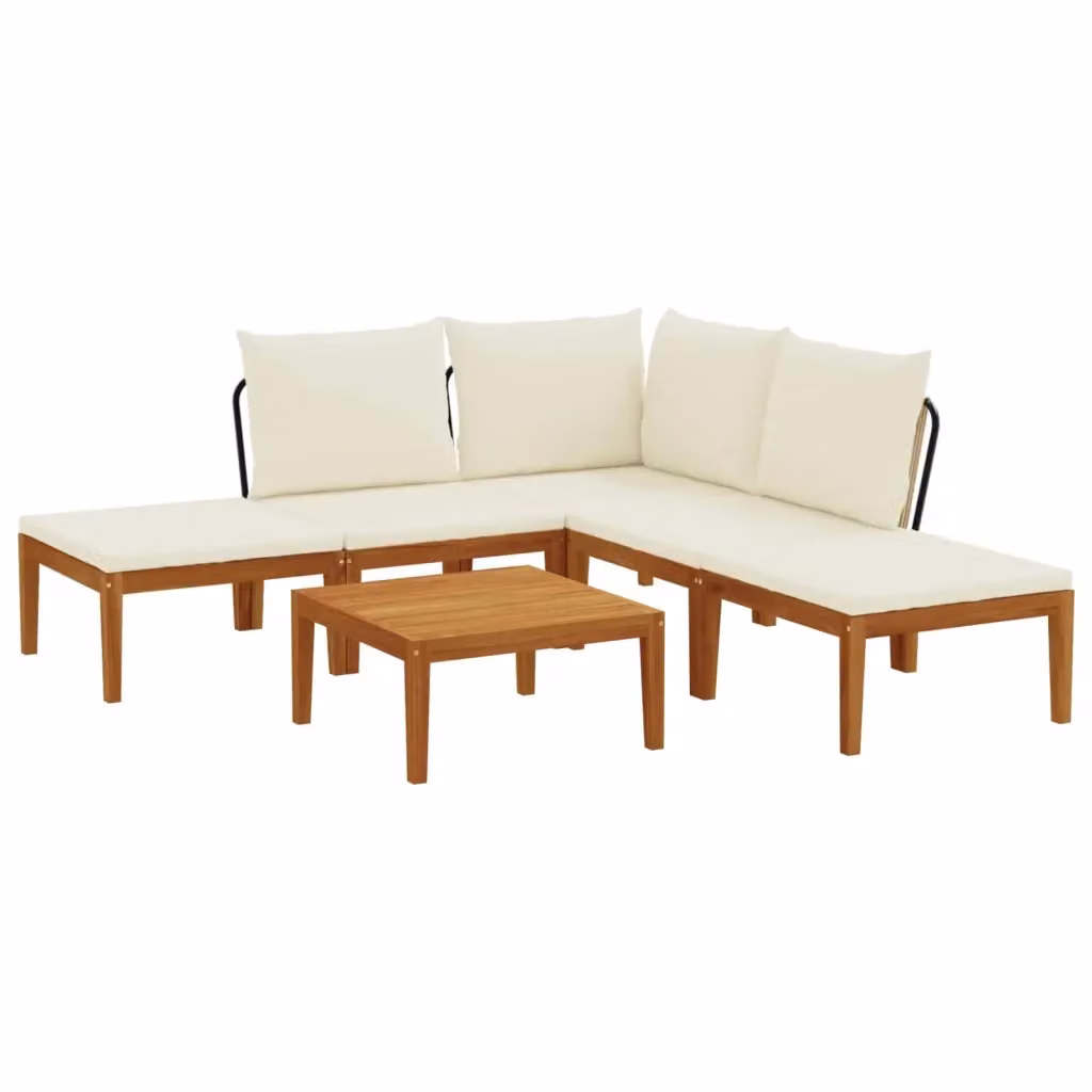 Set di 6 sedie da giardino vidaXL in legno di acacia e corda beige e bianca – 2